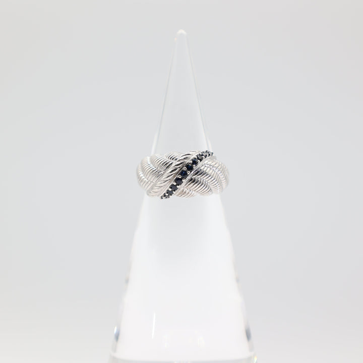 Judith Ripka 925 Sterling Silver Sapphire Dome Twisted Band Ring- Size 9.75- 8.6g