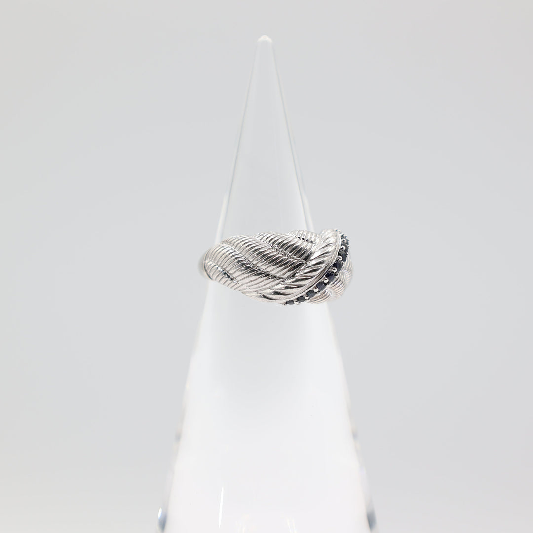 Judith Ripka 925 Sterling Silver Sapphire Dome Twisted Band Ring- Size 9.75- 8.6g