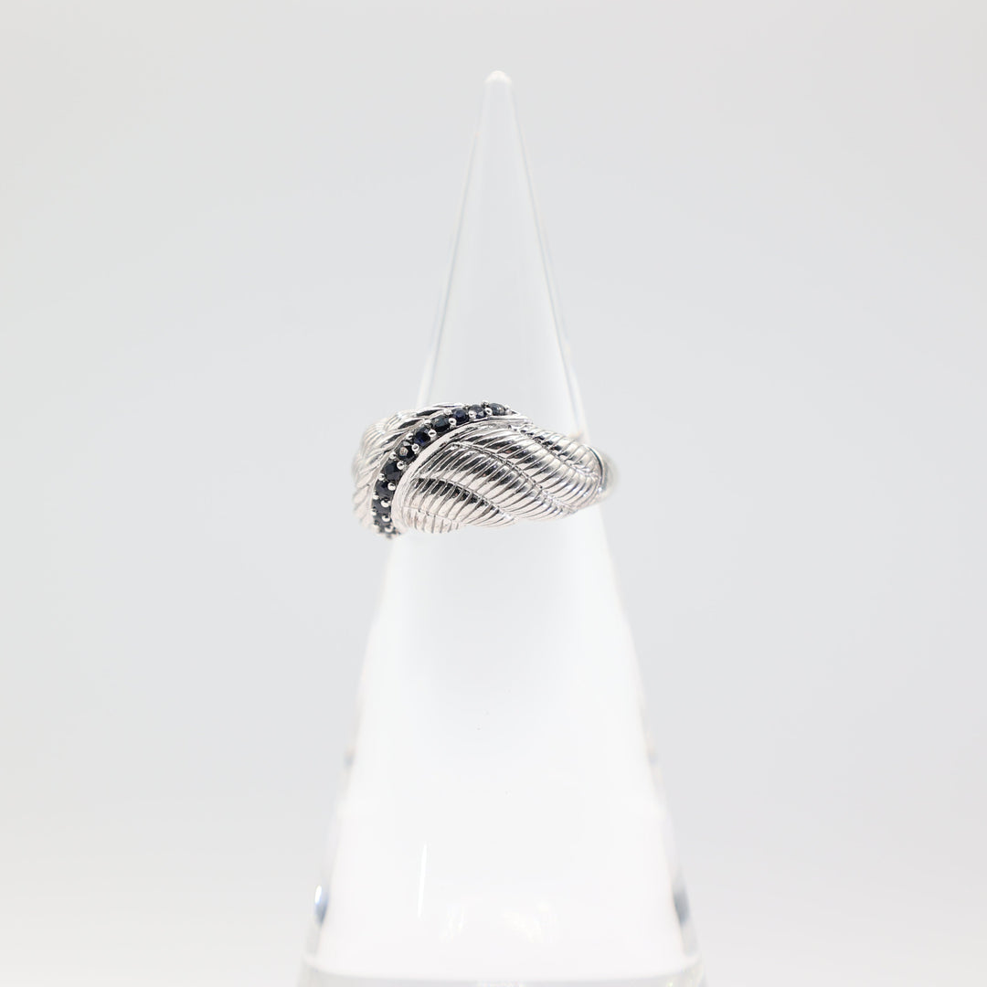 Judith Ripka 925 Sterling Silver Sapphire Dome Twisted Band Ring- Size 9.75- 8.6g