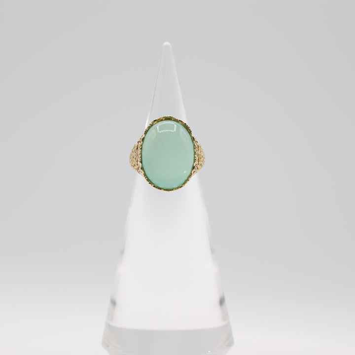 Jay King Larimar Ring 20x15mm Gold Plated Silver Size 8