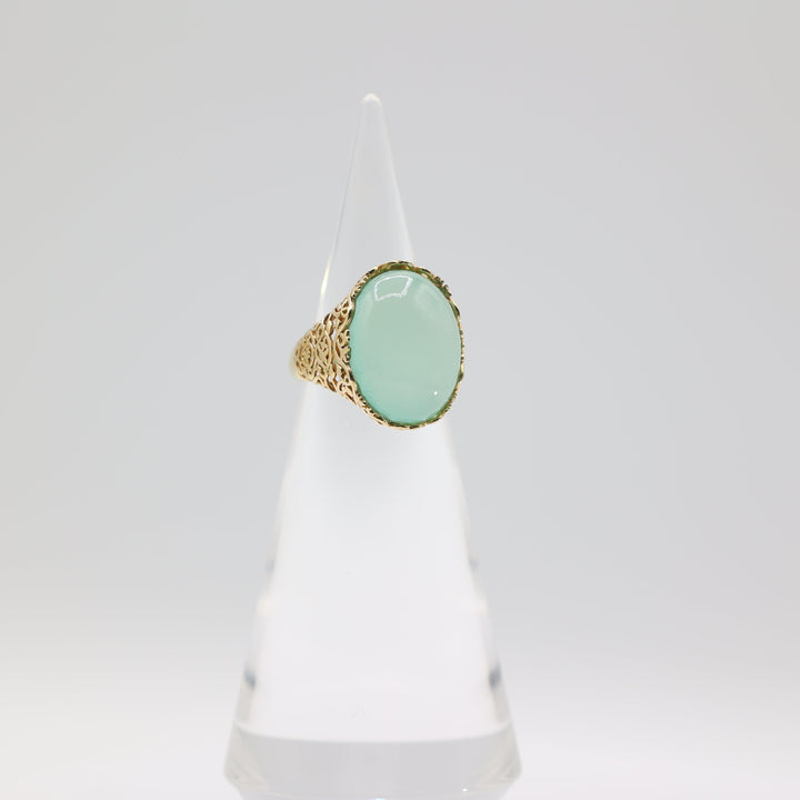 Jay King Larimar Ring 20x15mm Gold Plated Silver Size 8