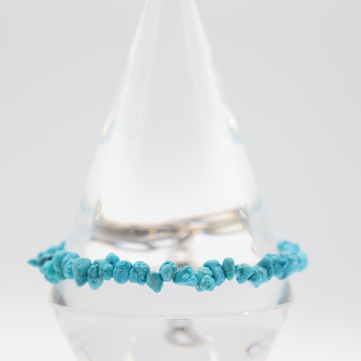 Costume Silver Tone Beaded Turquoise Rock Bracelet 11 Inches