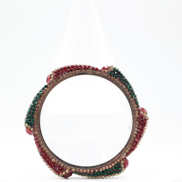 Costume Silver Tone Red and Green Crystal Stone Bangle Bracelet