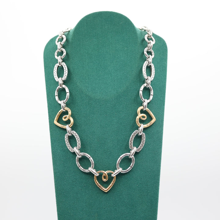 Brighton Two Tone Heart Link Chain Necklace