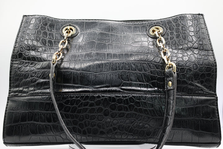 Anne Klein Black Shoulder Bag with Gold Tone Chain Handles
