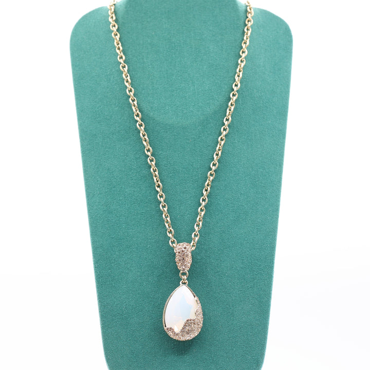 Heidi Daus Gold Tear Drop Rhinestone Necklace