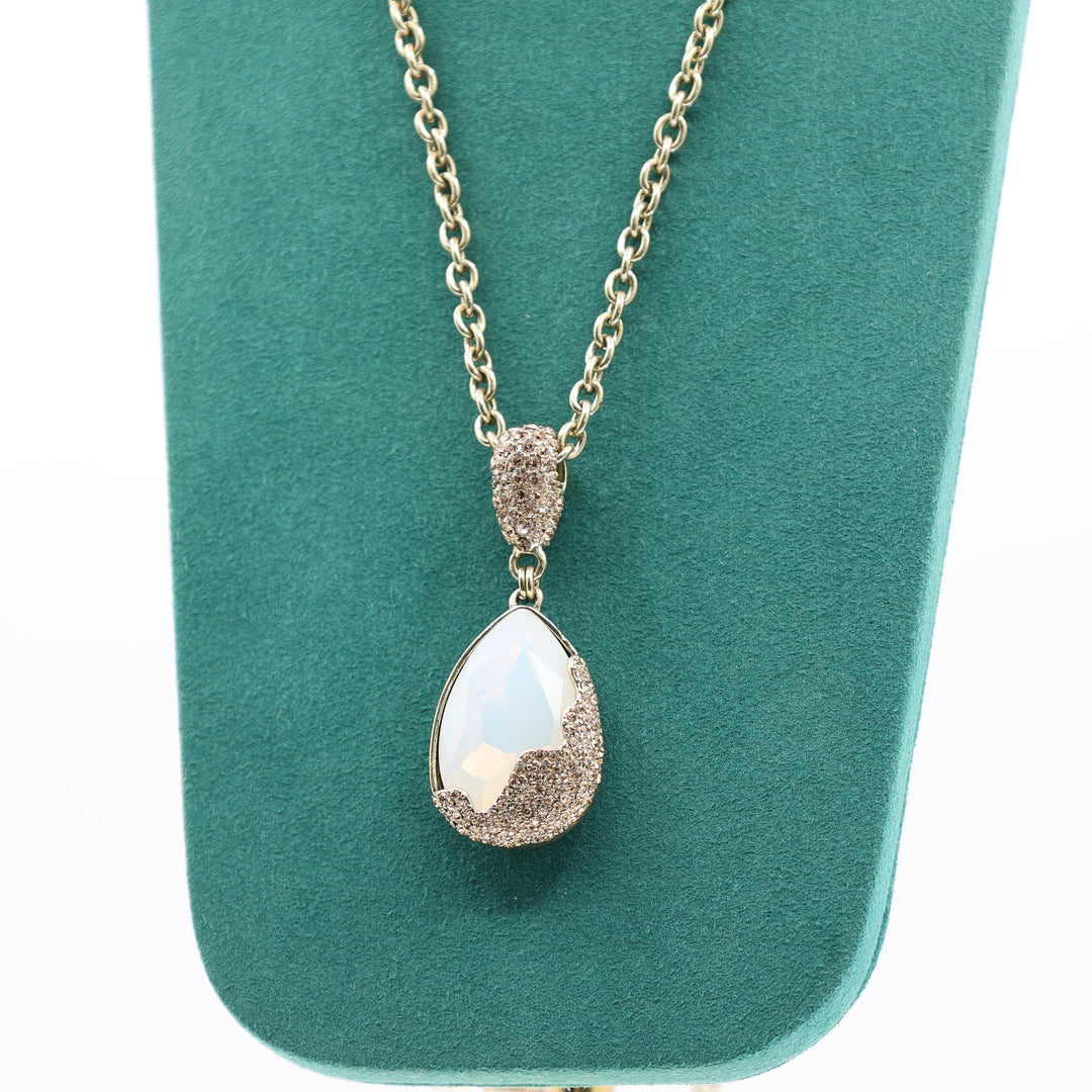 Heidi Daus Gold Tear Drop Rhinestone Necklace