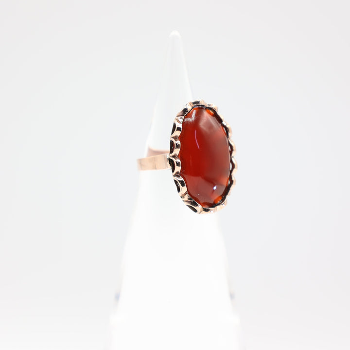 10k Yellow Gold Red Jasper Stone 13.5mmx22mm Ring - Size 5