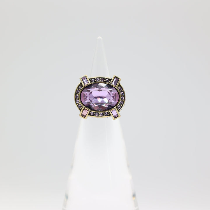 Heidi Daus Purple Crystal Halo Ring Size 6