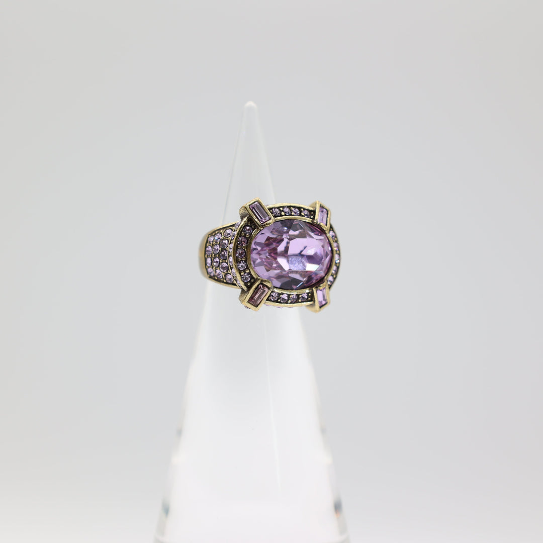 Heidi Daus Purple Crystal Halo Ring Size 6