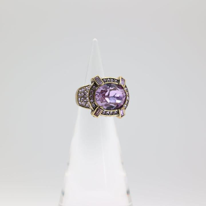 Heidi Daus Purple Crystal Halo Ring Size 6