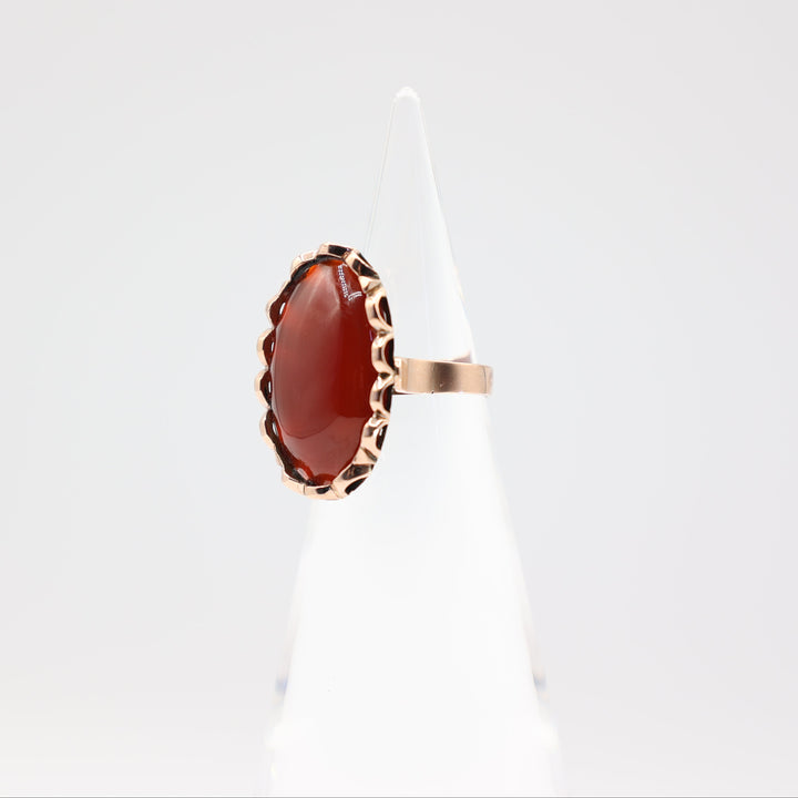 10k Yellow Gold Red Jasper Stone 13.5mmx22mm Ring - Size 5