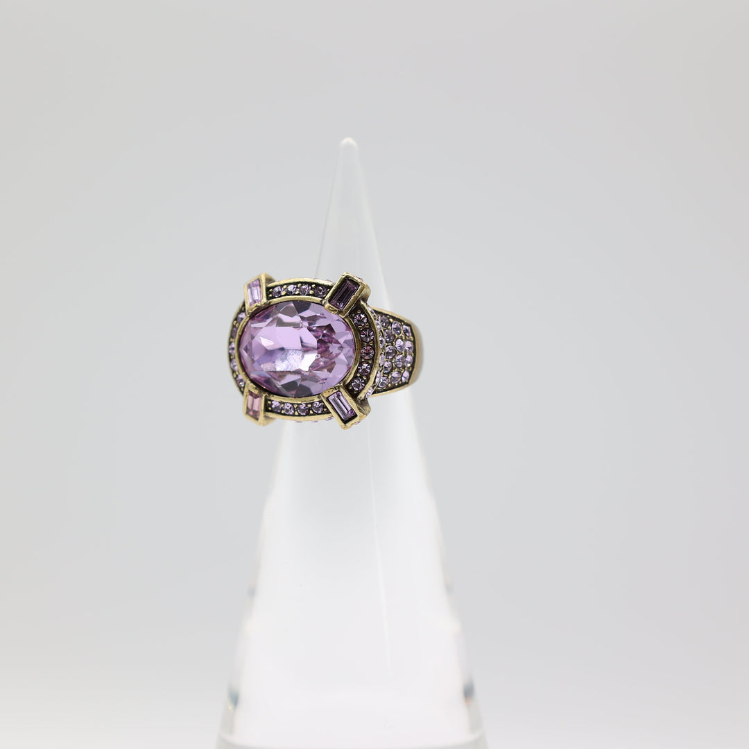 Heidi Daus Purple Crystal Halo Ring Size 6