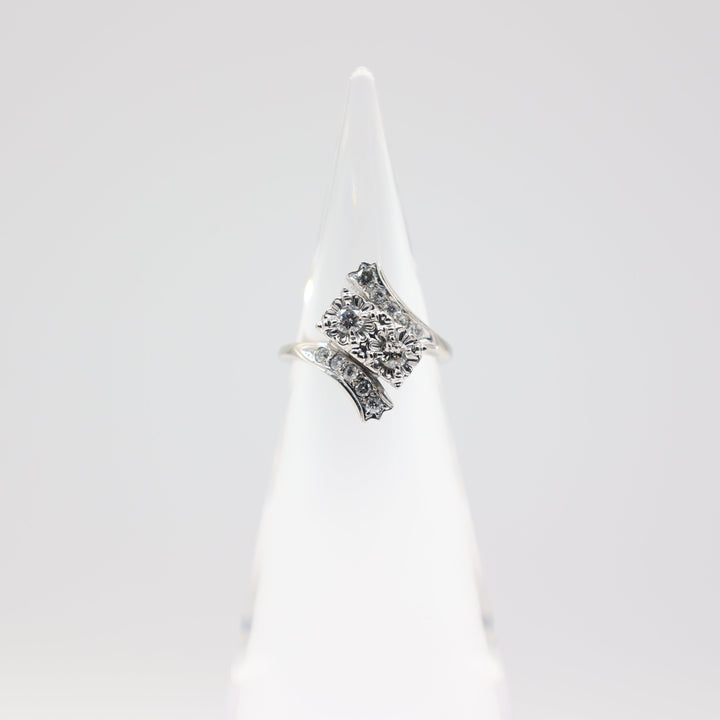 14k White Gold Diamond 3 Tier Ring- Size 5.5
