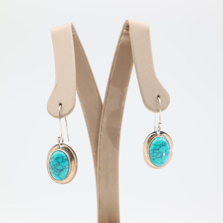 Samuel B 925 Silver and 18K Gold Sleeping Beauty Turquoise Earrings