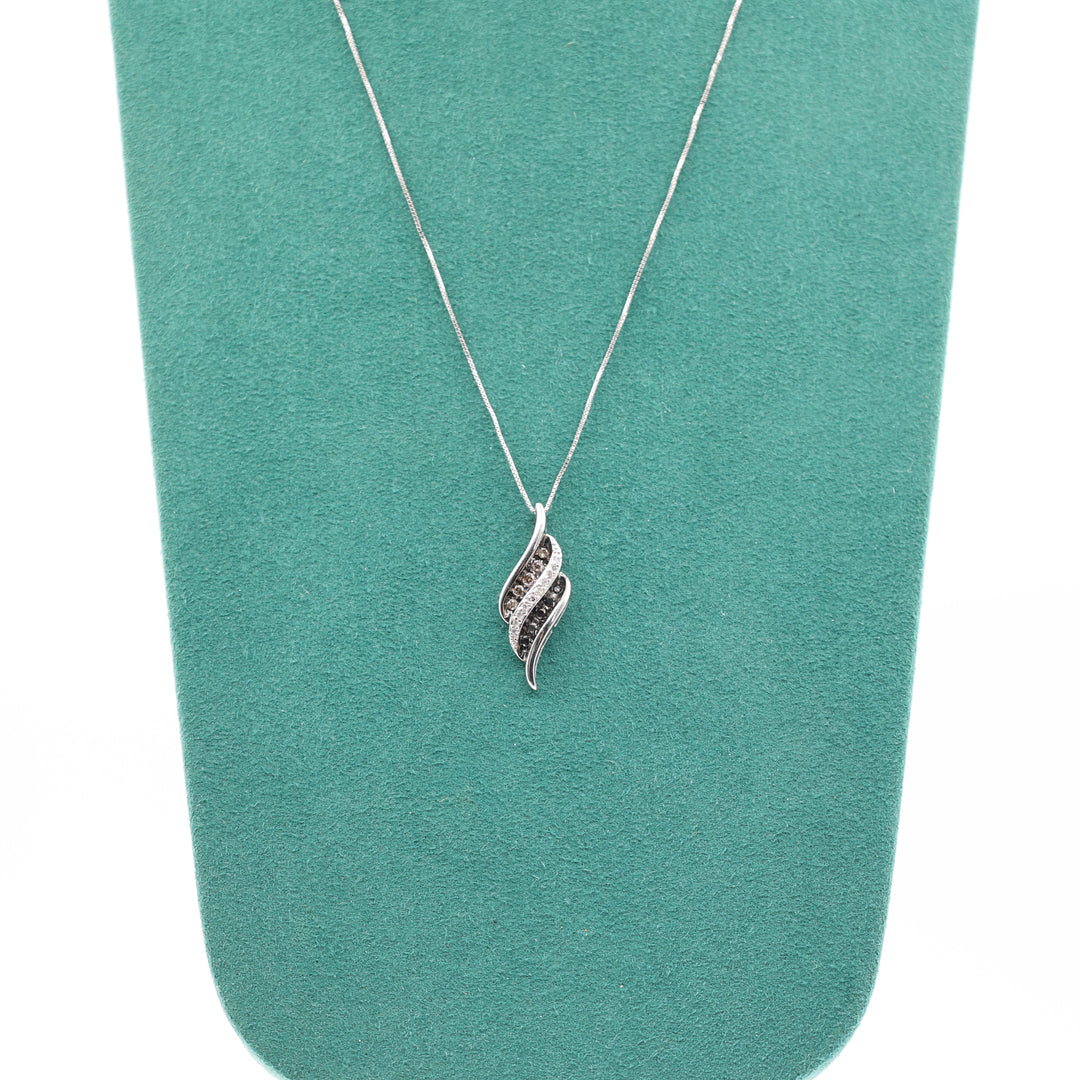 14k White Gold Chocolate Diamond Pendant Necklace
