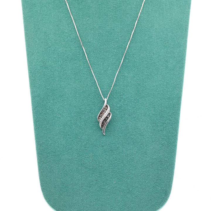14k White Gold Chocolate Diamond Pendant Necklace