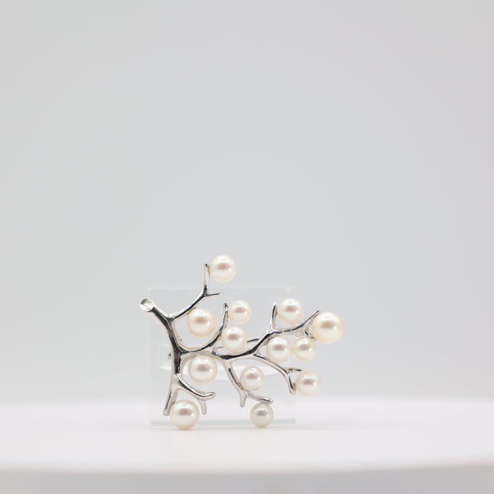 Mikimoto Silver & Akoya Pearl Kofuku No Ki Pin Brooch