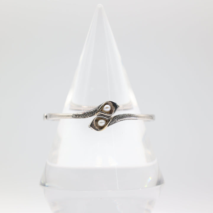 925 Sterling Silver and 14k Gold Accents with Pearls Bracelet