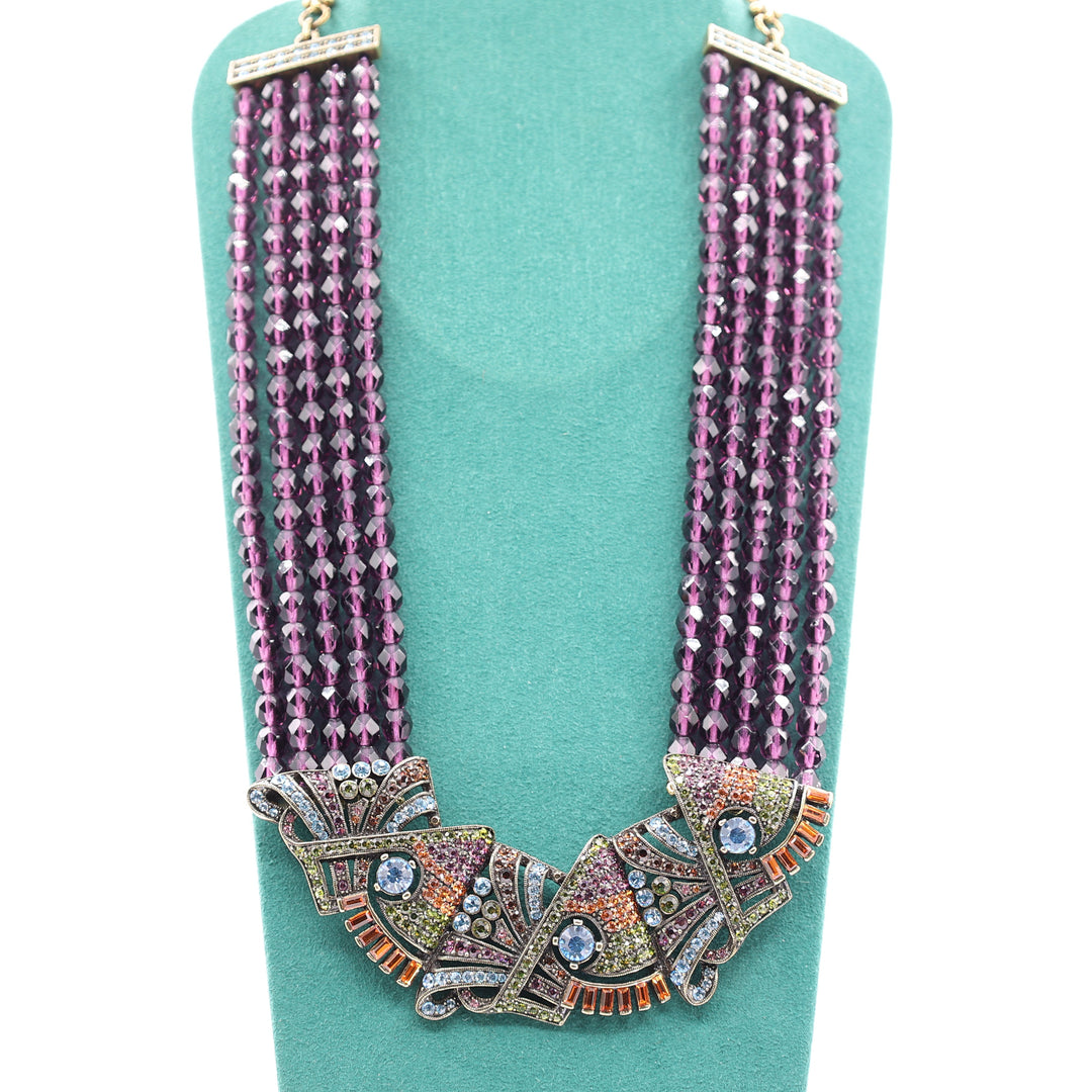 Heidi Daus Purple Necklace with Multicolored Crystals