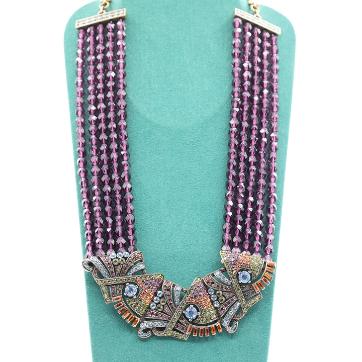 Heidi Daus Purple Necklace with Multicolored Crystals