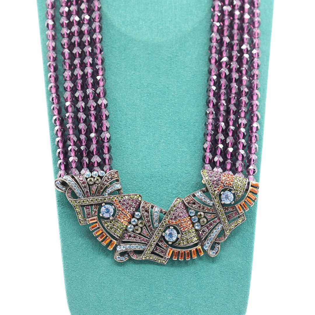 Heidi Daus Purple Necklace with Multicolored Crystals