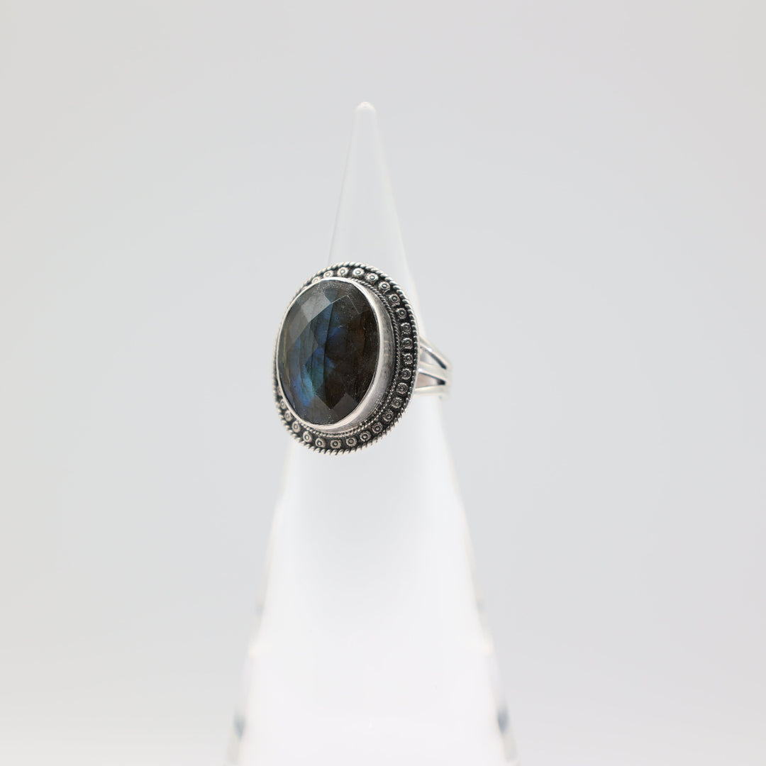Jay King Sterling 925 Labradorite Ring 18x13mm Size 7.75