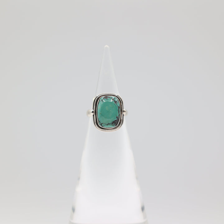 925 Sterling Silver 15x10mm Turquoise Stone Ring Size 6