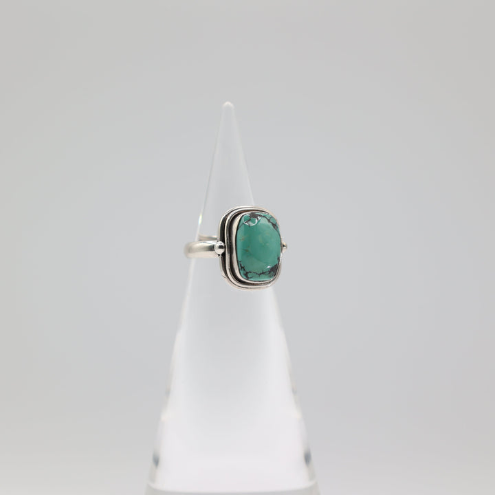 925 Sterling Silver 15x10mm Turquoise Stone Ring Size 6