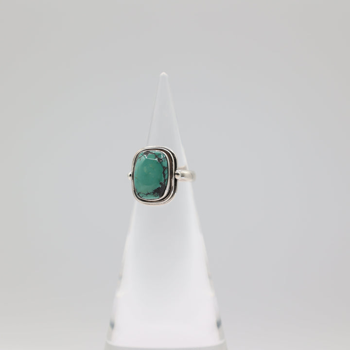 925 Sterling Silver 15x10mm Turquoise Stone Ring Size 6