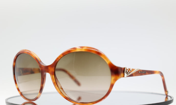 Bvlgari 8033-B Brown Gradient Tortoise Round with Swarovski Crystals Women's Sunglasses