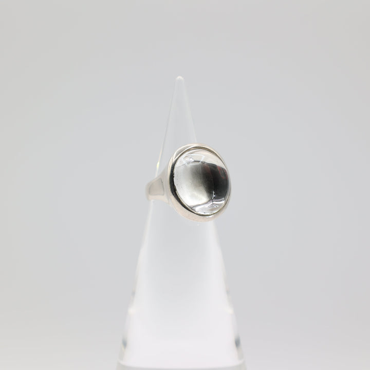 925 Sterling Silver Dome Clear Crystal Ring Size 7