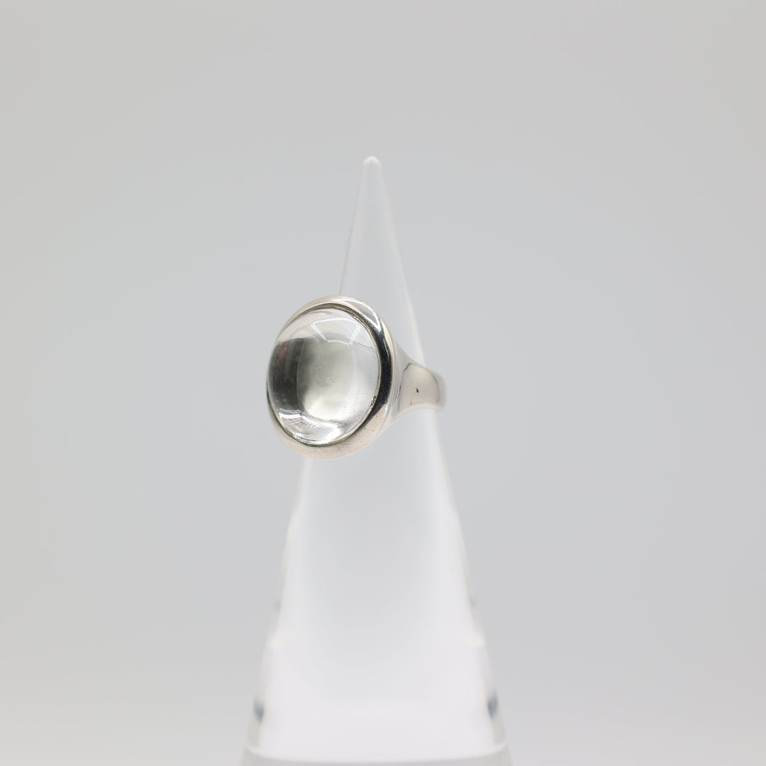 925 Sterling Silver Dome Clear Crystal Ring Size 7