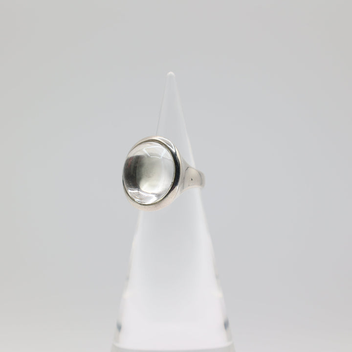 925 Sterling Silver Dome Clear Crystal Ring Size 7