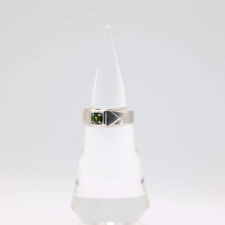 925 Sterling Silver Men's 4.5mm Round Emerald Stone Ring Size 12.75