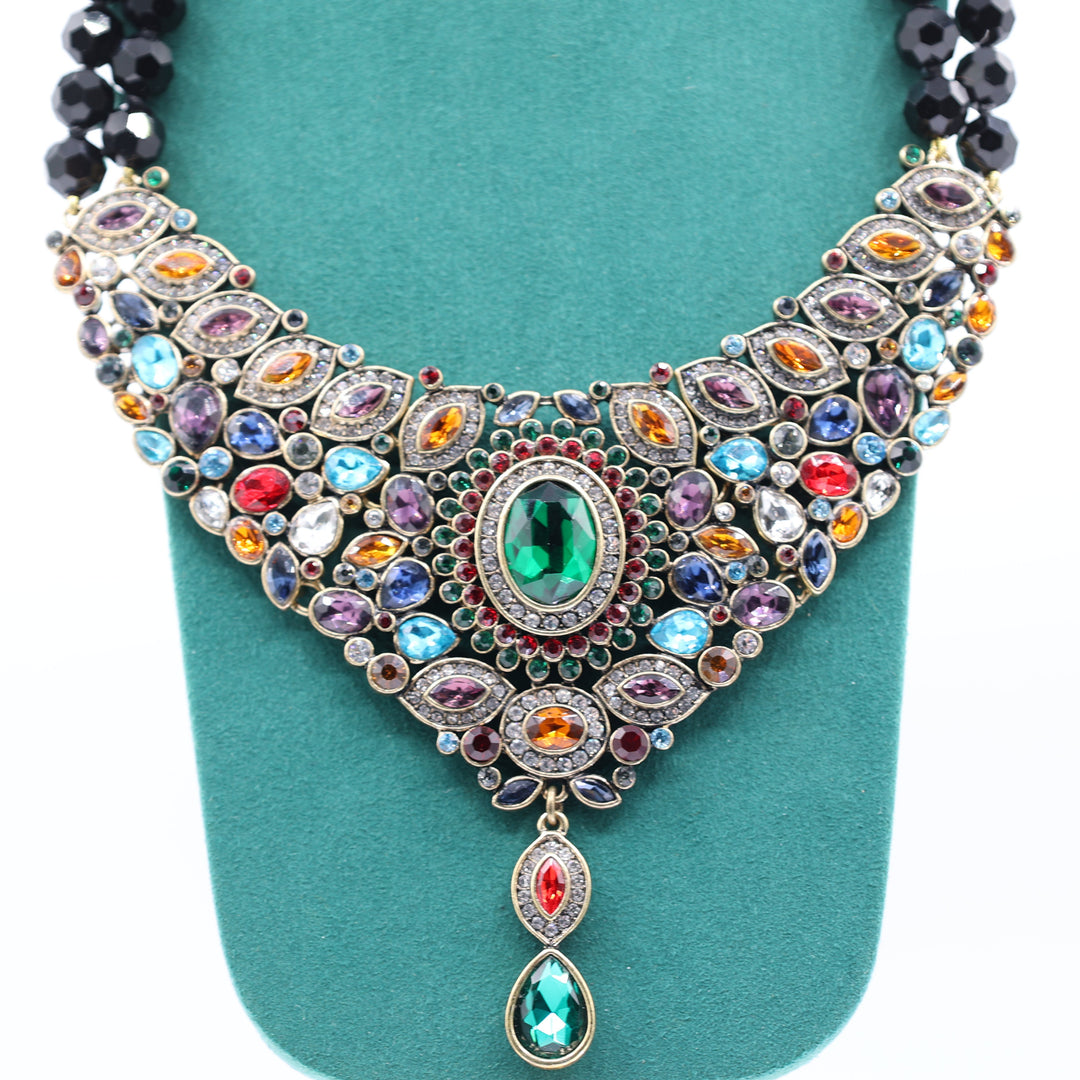 Heidi Daus "Worth Waiting For" Crystal Drop Statement Necklace Multicolored Bib Necklace