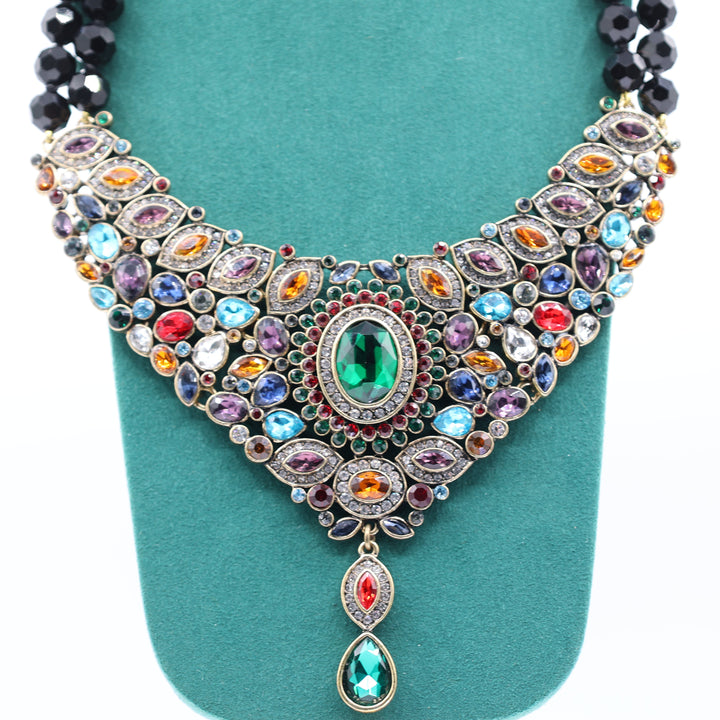Heidi Daus "Worth Waiting For" Crystal Drop Statement Necklace Multicolored Bib Necklace