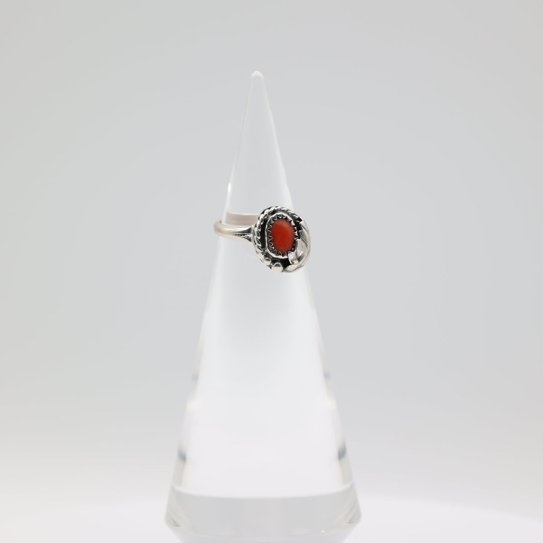 925 Sterling Silver Southwest Style Coral Ring Size 5