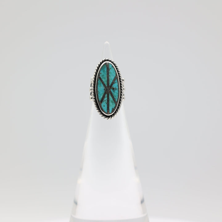 925 Sterling Silver Turquoise Navajo Ring Size 3