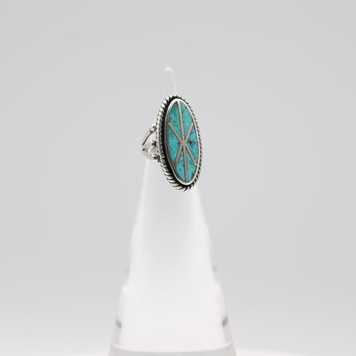925 Sterling Silver Turquoise Navajo Ring Size 3