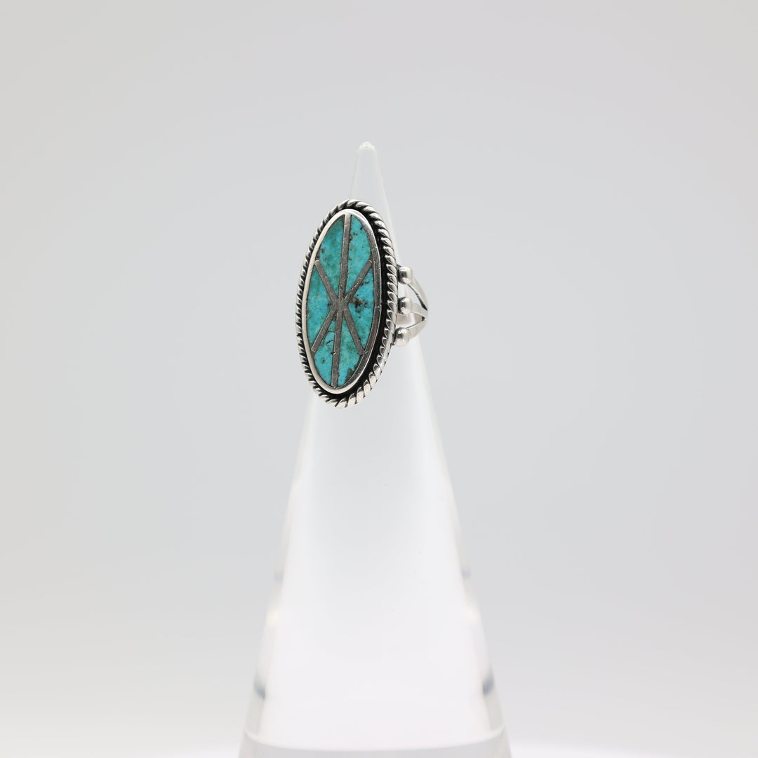 925 Sterling Silver Turquoise Navajo Ring Size 3