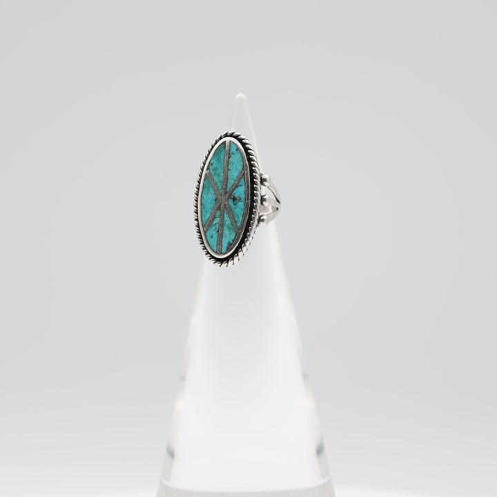 925 Sterling Silver Turquoise Navajo Ring Size 3