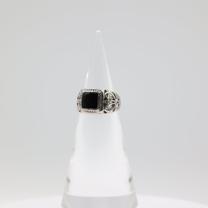 925 Sterling Silver Men's Square Onyx Ring 9mm Size 8.5