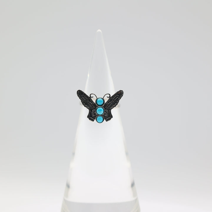 Sterling Silver Butterfly Kingman Turquoise Ring Size 8