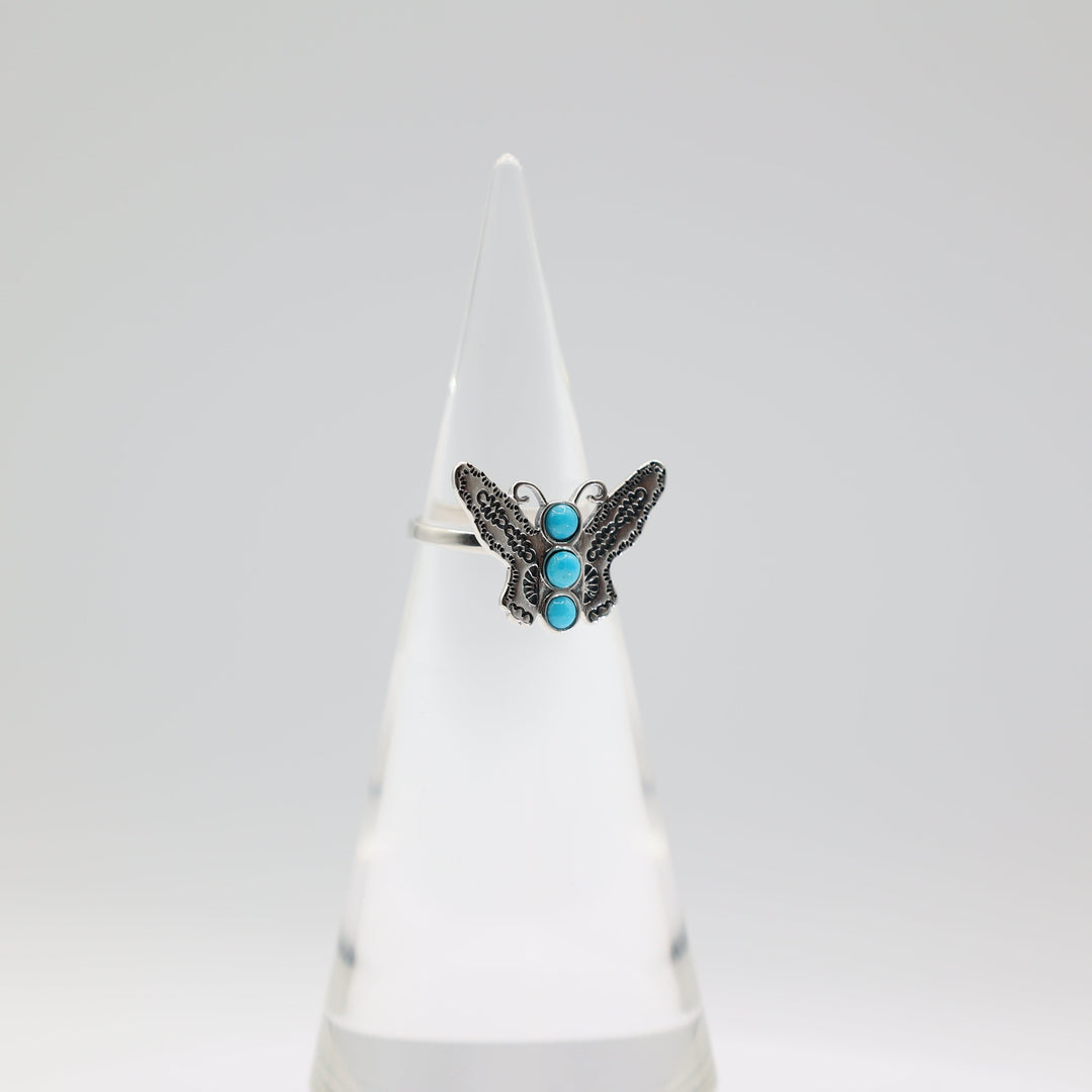 Sterling Silver Butterfly Kingman Turquoise Ring Size 8