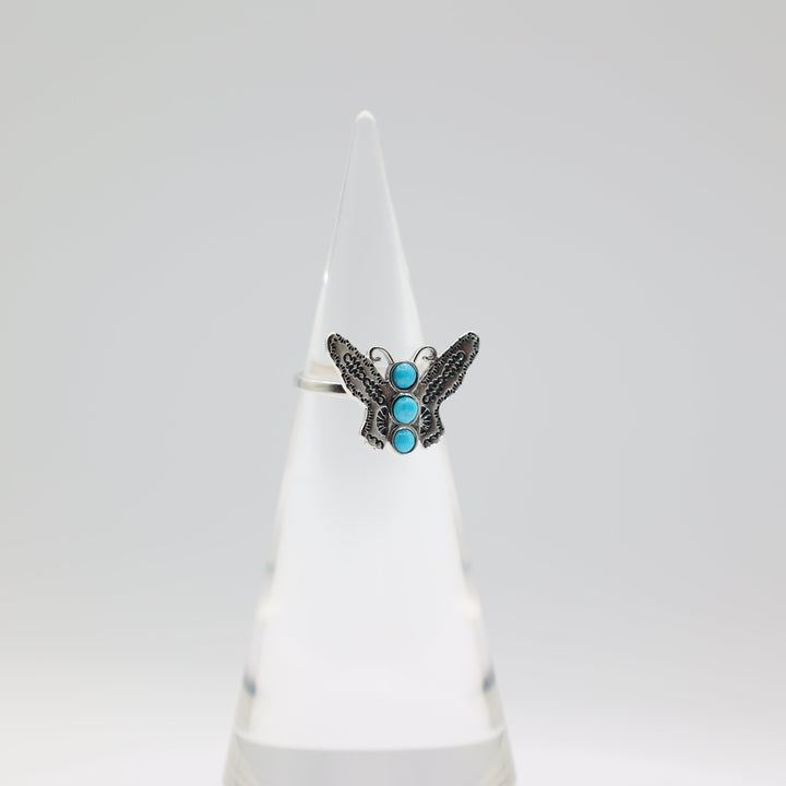 Sterling Silver Butterfly Kingman Turquoise Ring Size 8
