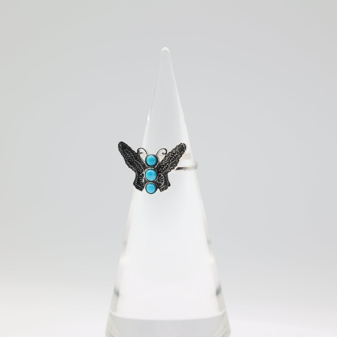 Sterling Silver Butterfly Kingman Turquoise Ring Size 8