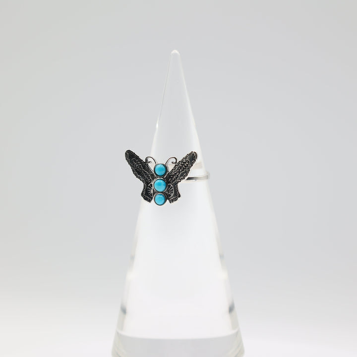 Sterling Silver Butterfly Kingman Turquoise Ring Size 8