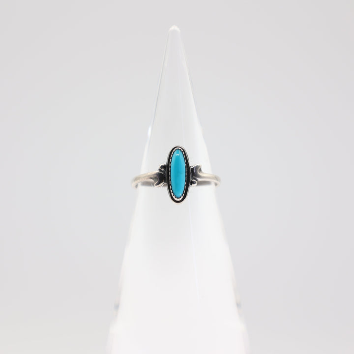 Dainty Sterling Silver Turquoise Ring - Size 8.25