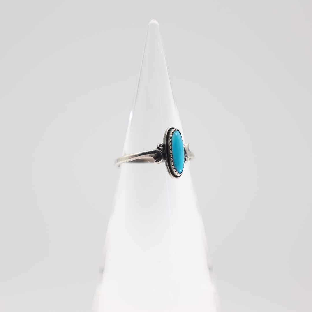 Dainty Sterling Silver Turquoise Ring - Size 8.25